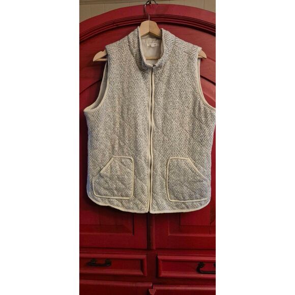 Maurices XXL Full Zip Vest Ivory Gray Layering Piece Dressy Casual Lined EUC - Picture 1 of 4